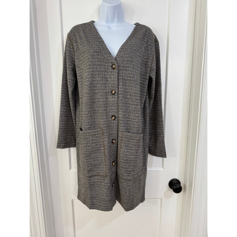 Lou &‎ Grey Loft Chunky Button Up Plaid Cardigan Jacket medium new